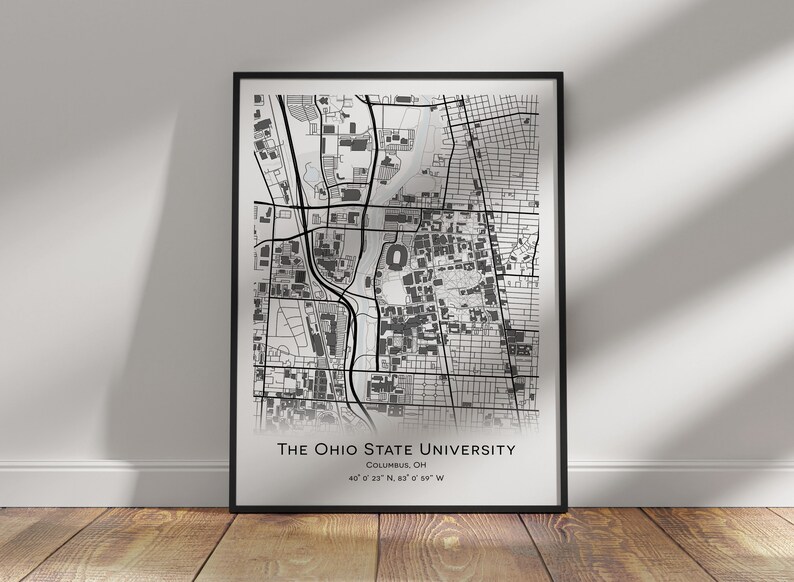 The Ohio State University Map, Columbus, OH - Graduation Gift -wall ...