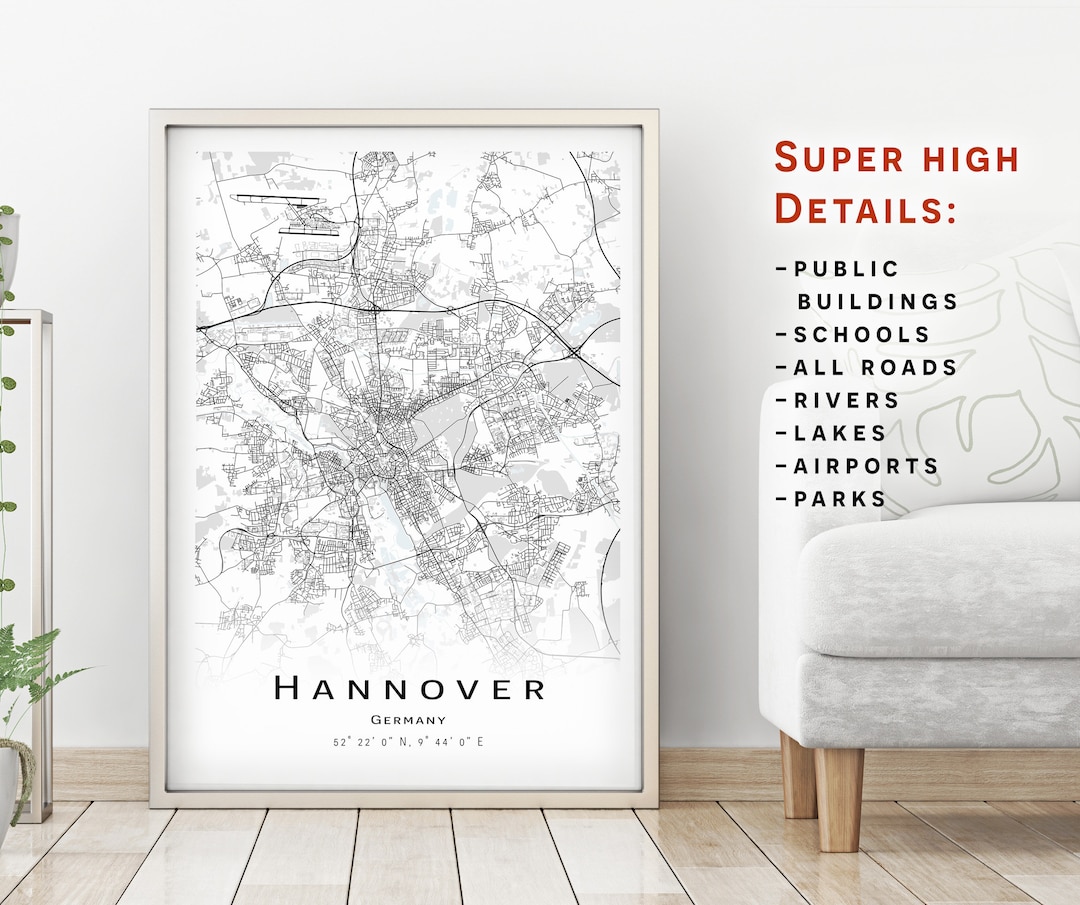 Hannover Map, Germany - City Map With High Details - Instant Download ...
