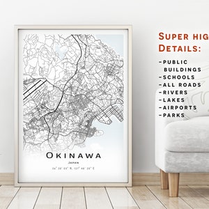 Okinawa map - Japan- City Map with high details - Printable map poster - Digital download map - minimalist artwork -map wall art