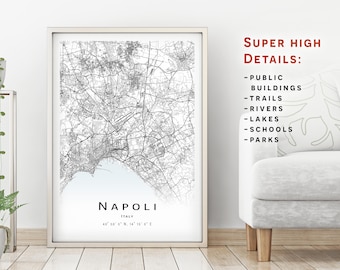 Napoli map, Italy - City Map with high details - instant download, Printable map poster - Digital download Napoli map.