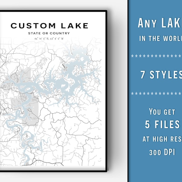 Waubay Lake Map Etsy