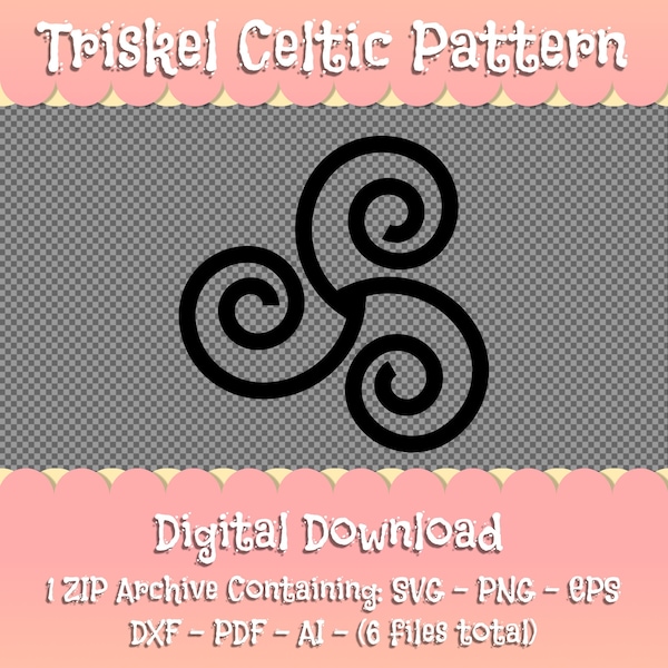 Triskel Celtic Icon - Digital Download - 6 Files in 1 zip file. SVG, EPS, PNG, Pdf, Ai, Dxf