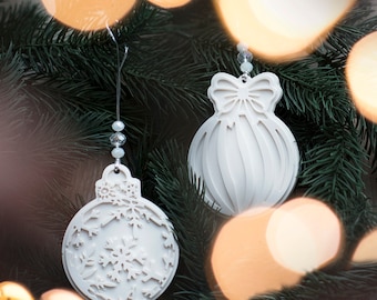 Sart Craft Jesmonite Christmas hanging tree decoration White