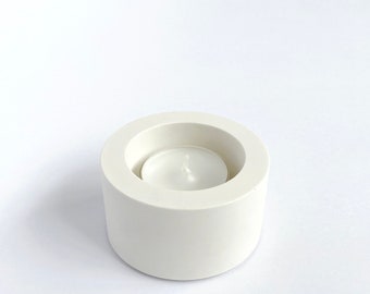 SART CRAFT Zylinder Teelichthalter • Kerzenhalter • Weihnachtsdeko • Tischdeko • Handarbeit • Weiß • 4x7cm