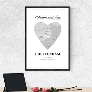 A4 Cadeaux personnalisés pour couples | Où nous nous sommes rencontrés pour la première fois | | d’engagement | de mariage | de la carte de localisation cadeau d’anniversaire | Impression physique