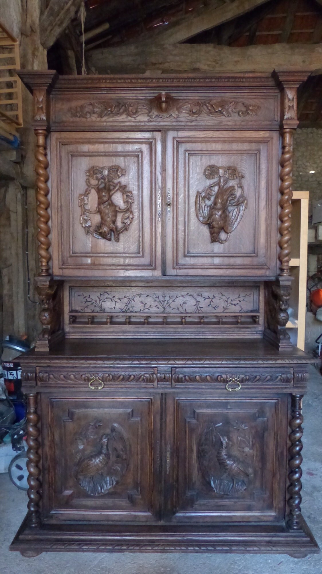 Armoire Chasse Au Chêne de Style Henri Ii