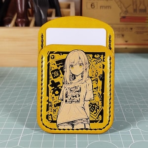 Kartenhalter aus Leder im Anime Stil. Handgefertigt. Aus echtem Leder