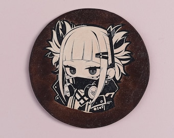 Parche de cuero de anime pintado a mano: accesorio de cuero italiano