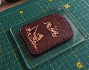 Leather card holder in anime style. Handmade. Real Leather