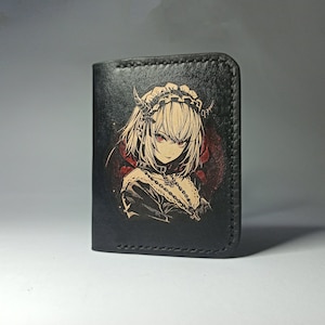 Cartera de anime. Tarjetero de cuero hecho a mano. Tarjetero de anime, Cartera de anime hecha a mano