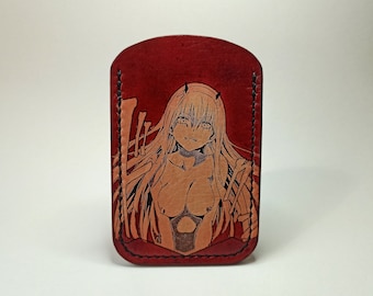 Anime wallet 18+.  Handmade leather cardholder. Anime cardholder, Handmade Anime wallet