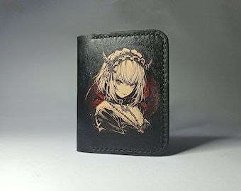 Handmade Leather Anime Cardholder: Japanese Dye Italian Leather