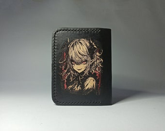 Handmade Anime Leather Cardholder: Vegetable Tanned Wallet