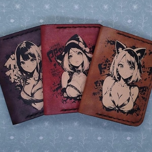 Custom Anime Cardholer/Wallet. Leather Handmade wallet