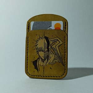 Anime Geldbörse. Handgefertigte Leder Kartenetui. Anime Kartenhalter, handgemachte Anime Brieftasche