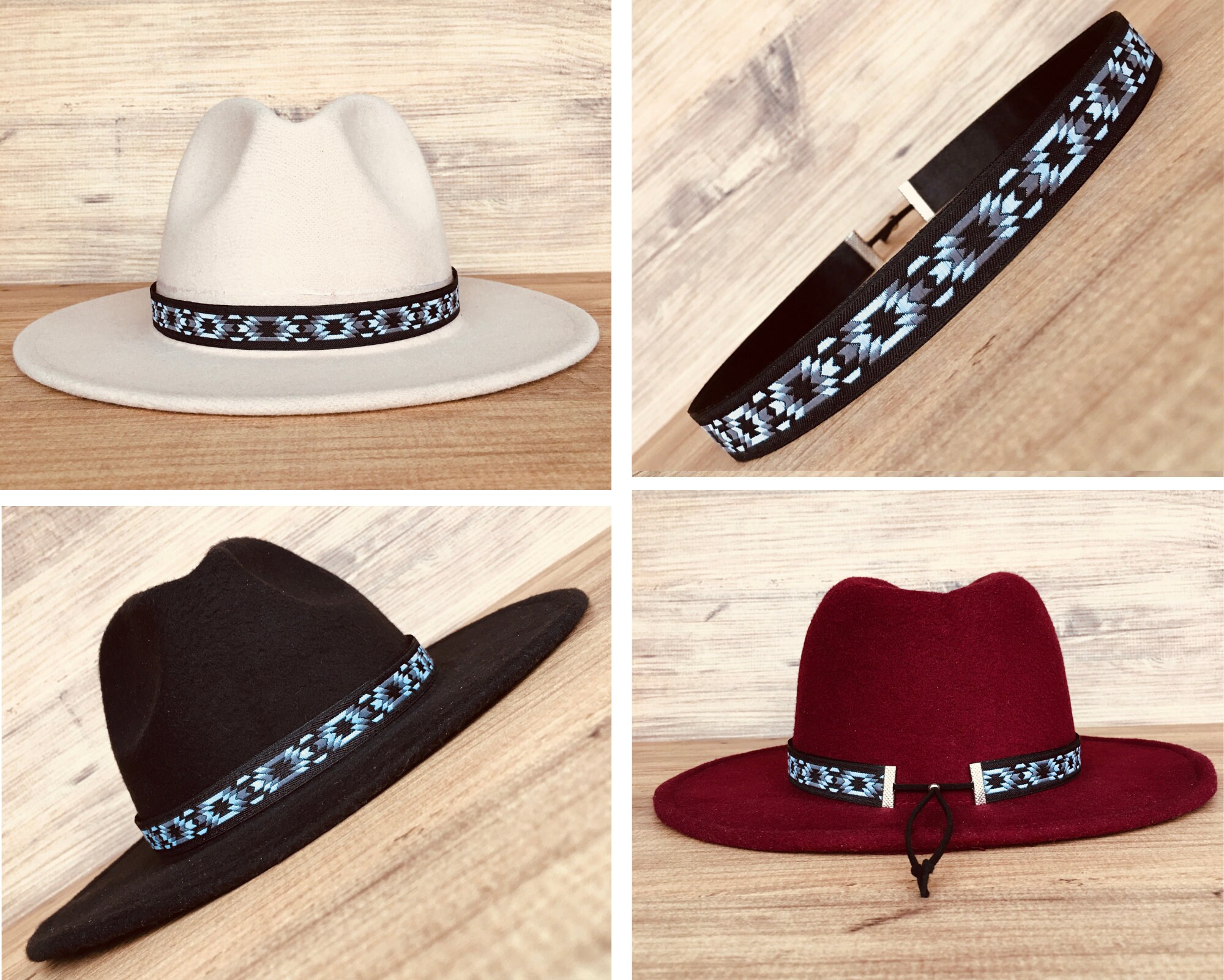 Gray, Black and White Cowboy Hat Band, Western Hatband - Etsy display picture 1