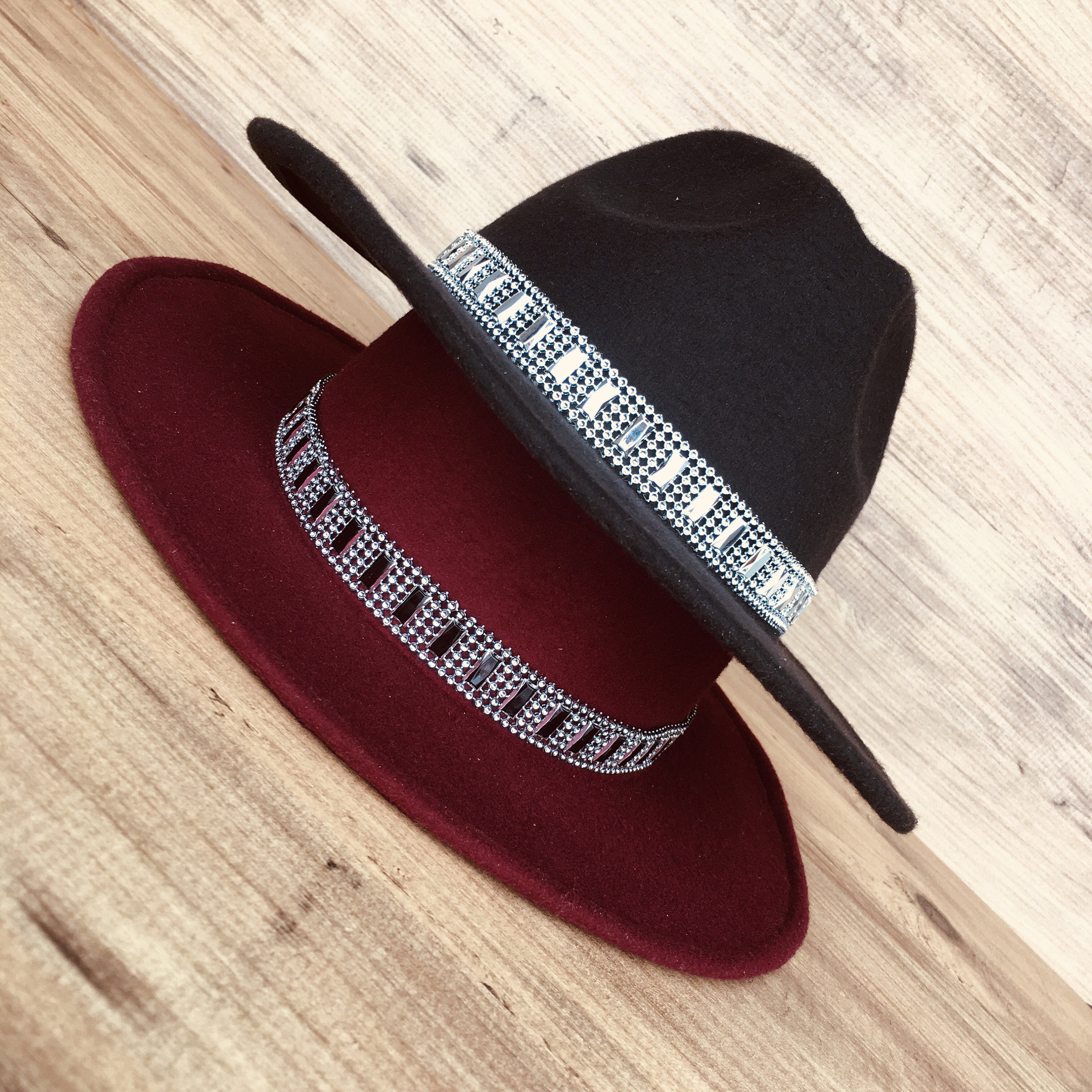 Hat band, Cowboy hat Accessories, Adjustable Fedora Hatband, Unisex Western  Hat Jewelry, Cowgirl Hat band, Hatband for women (Pink, Black, Silver)