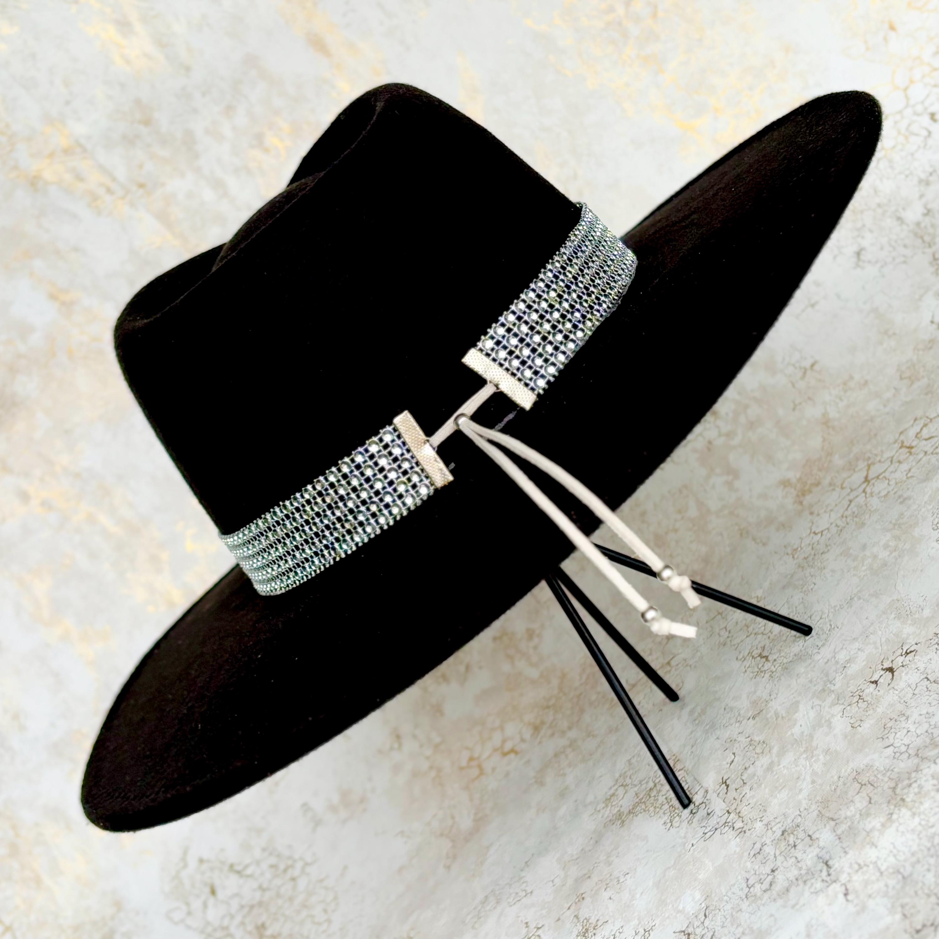 8882 Cowboy Hat Band For Woman, Acrylic Rhinestone Silver Hatband Western Hat Band | Handmade Rhinestone and Pink Crystal  main image 3