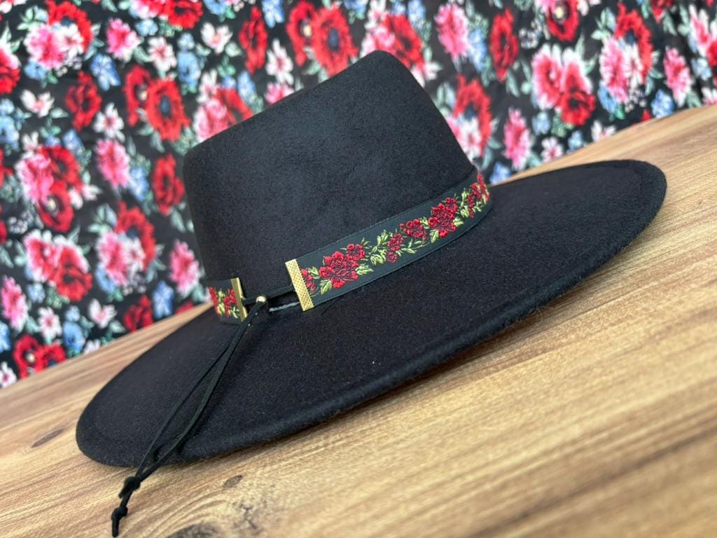 Red Rose Women Hat Band, Western Style Fedora Hat Bands  display picture 1