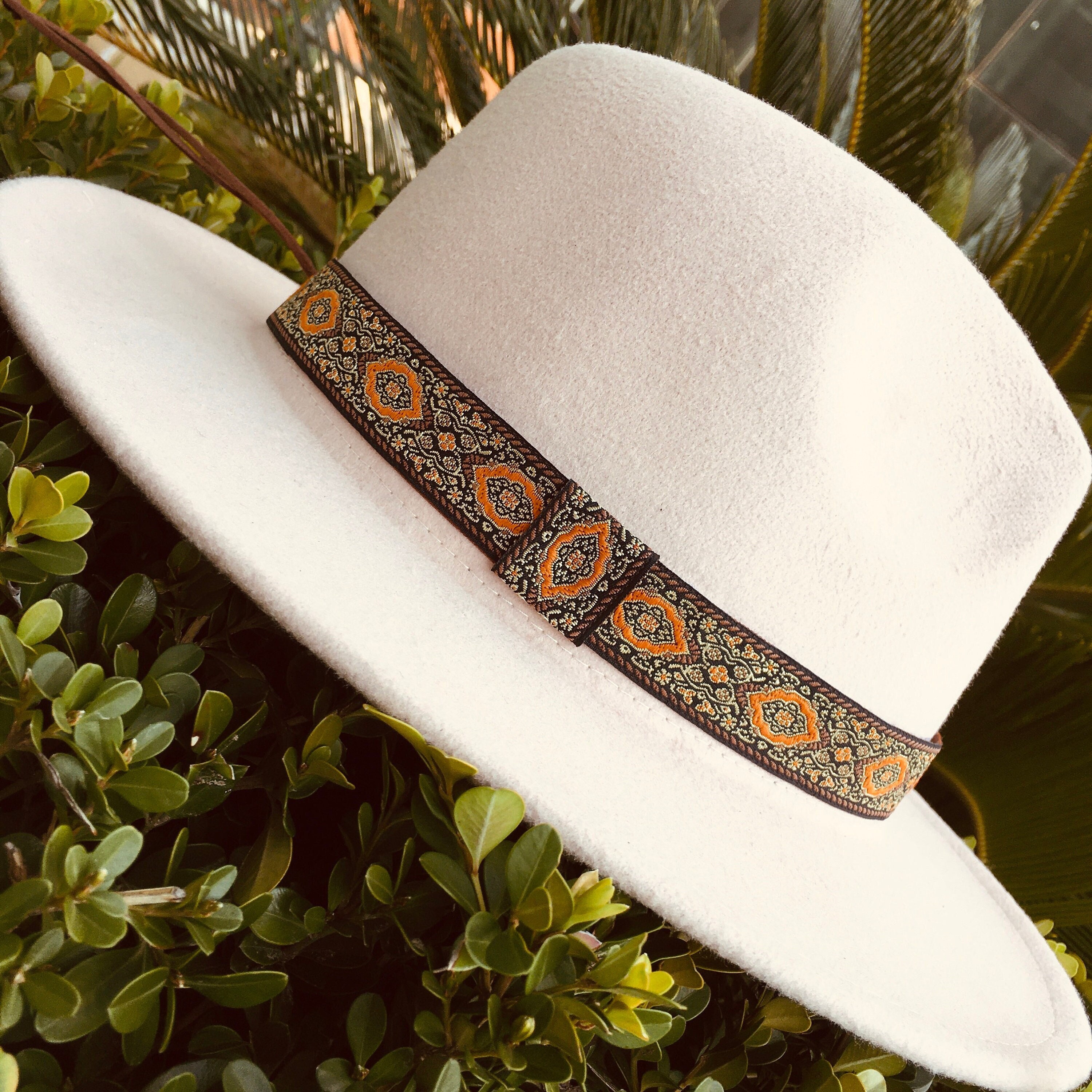 Cowboy Hat Bands for Men or Women, Adjustable Fedora Hat Band, Hatband Colors, Orange, Brown, Black, Cream, Unisex Western Hat Belt