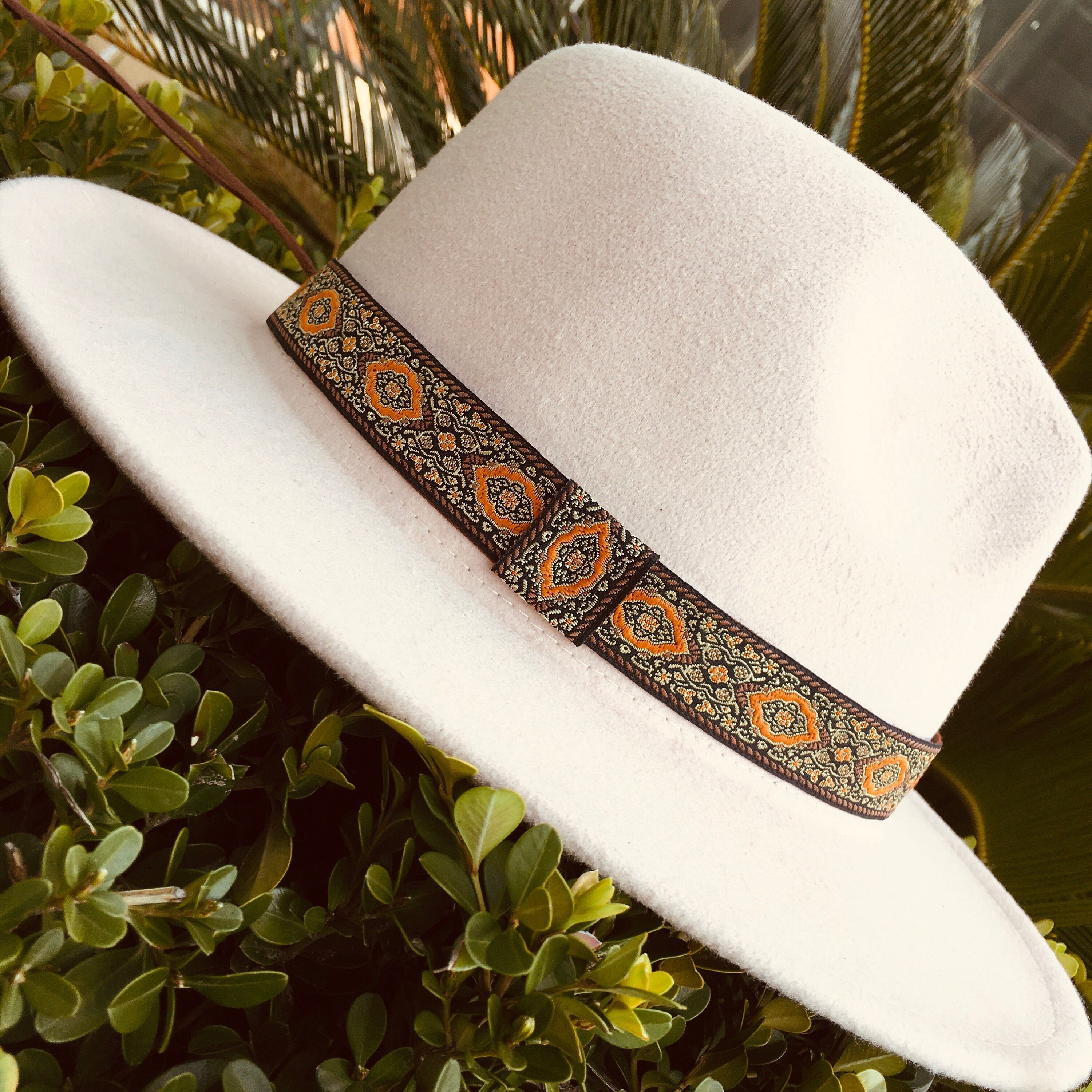 Hat band, Cowboy hat Accessories, Adjustable Fedora Hatband, Unisex Western  Hat Jewelry, Cowgirl Hat band, Hatband for women (Dark Orange, Black