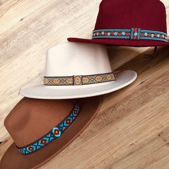 Hatband for Women and Men, Orange Blue Black and Brown Cowboy Hat Band,  Western Hat Belt