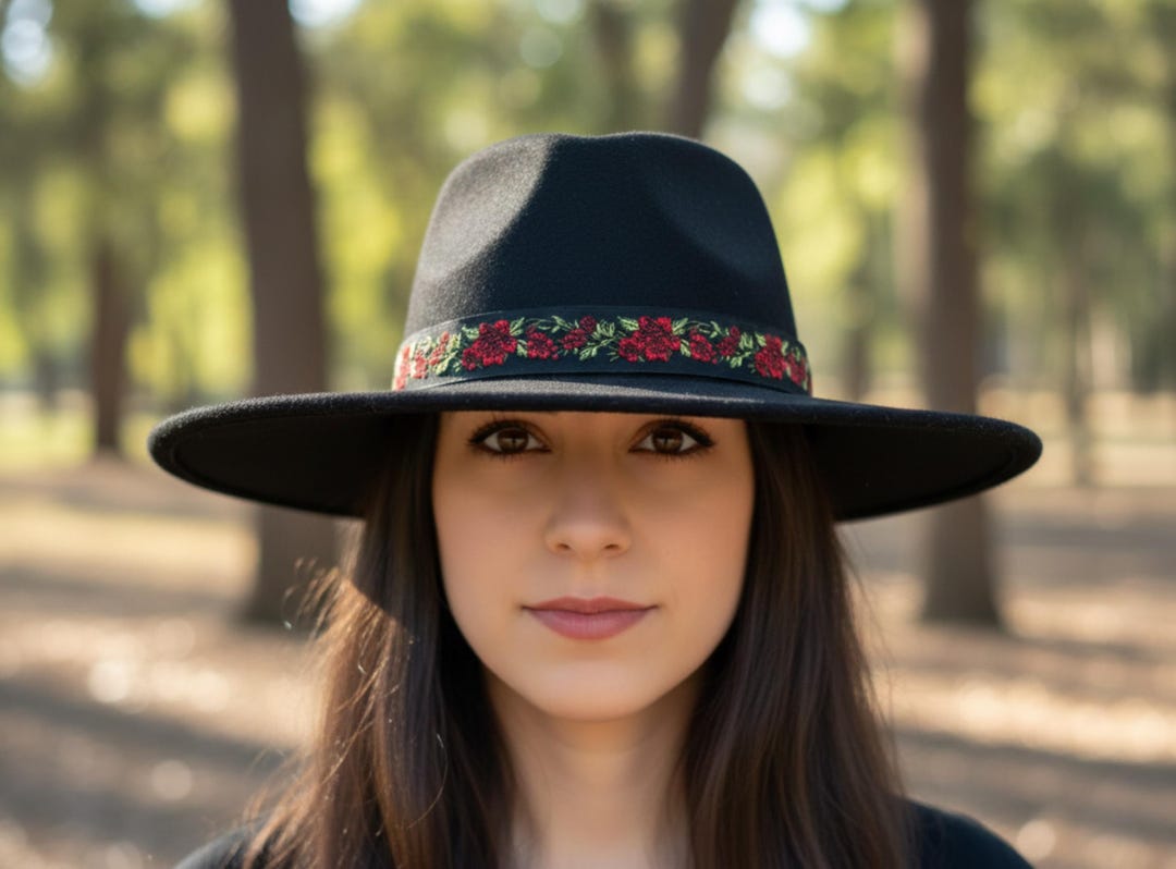 Red Rose Women Hat Band, Western Style Fedora Hat Bands  display picture 1