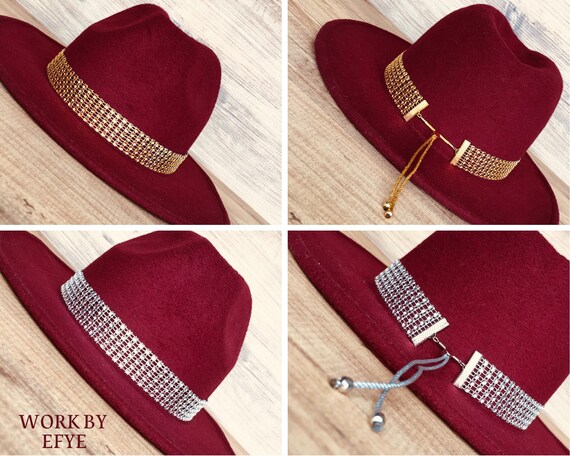 Adjustable Rhinestone Hat Belt Silver 