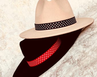 Polka Dot Hat Band: Jacquard Ribbon Adjustable Fit Hatbands