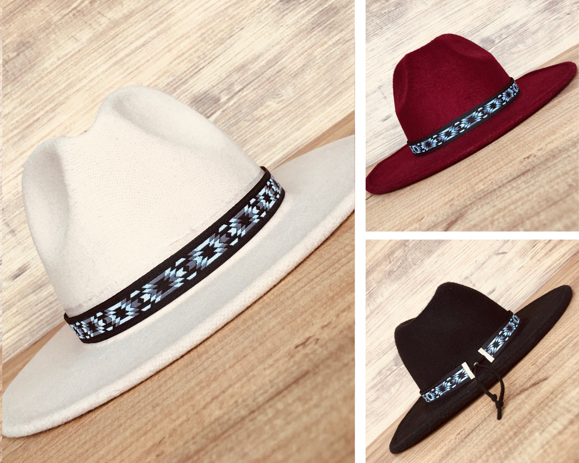 1192 Hat Band For Cowboy In Gray Black And White Colors. Western Style Gray, Black and White Cowboy Hat Band, Western Hatband - Etsy main image 2