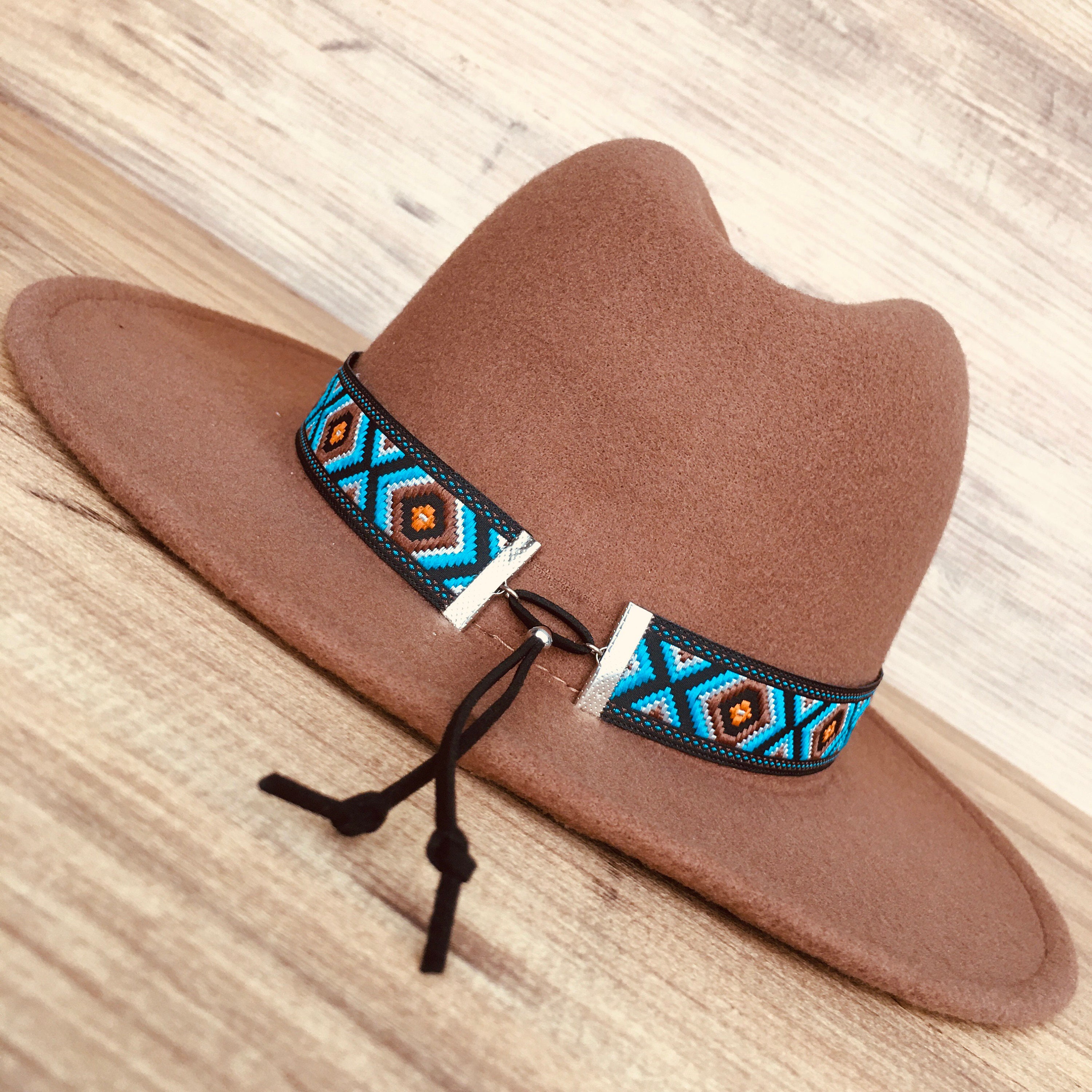 Cowboy hat band adjustable to any type of hats, Mens Fedora Hat Jewelry,  Unisex Western Hatband, Blue Hat Accessories, Hat jewely for women