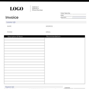 service industry invoice editable invoice add logo and etsy