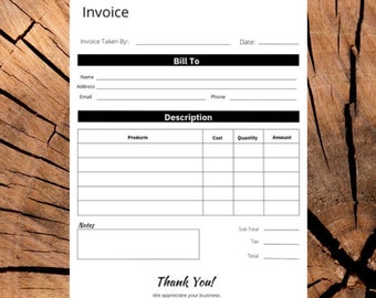 blank invoice etsy uk