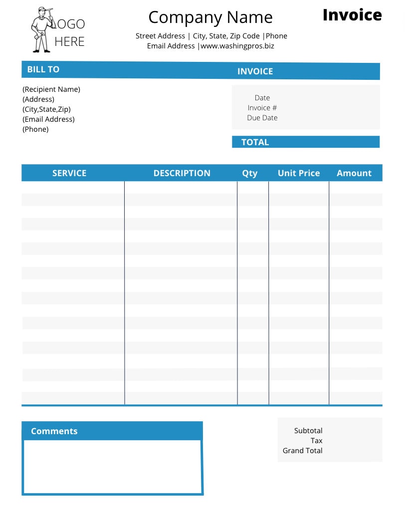 Window Cleaning Invoice | Window Cleaning Form| Window Invoice Template ...