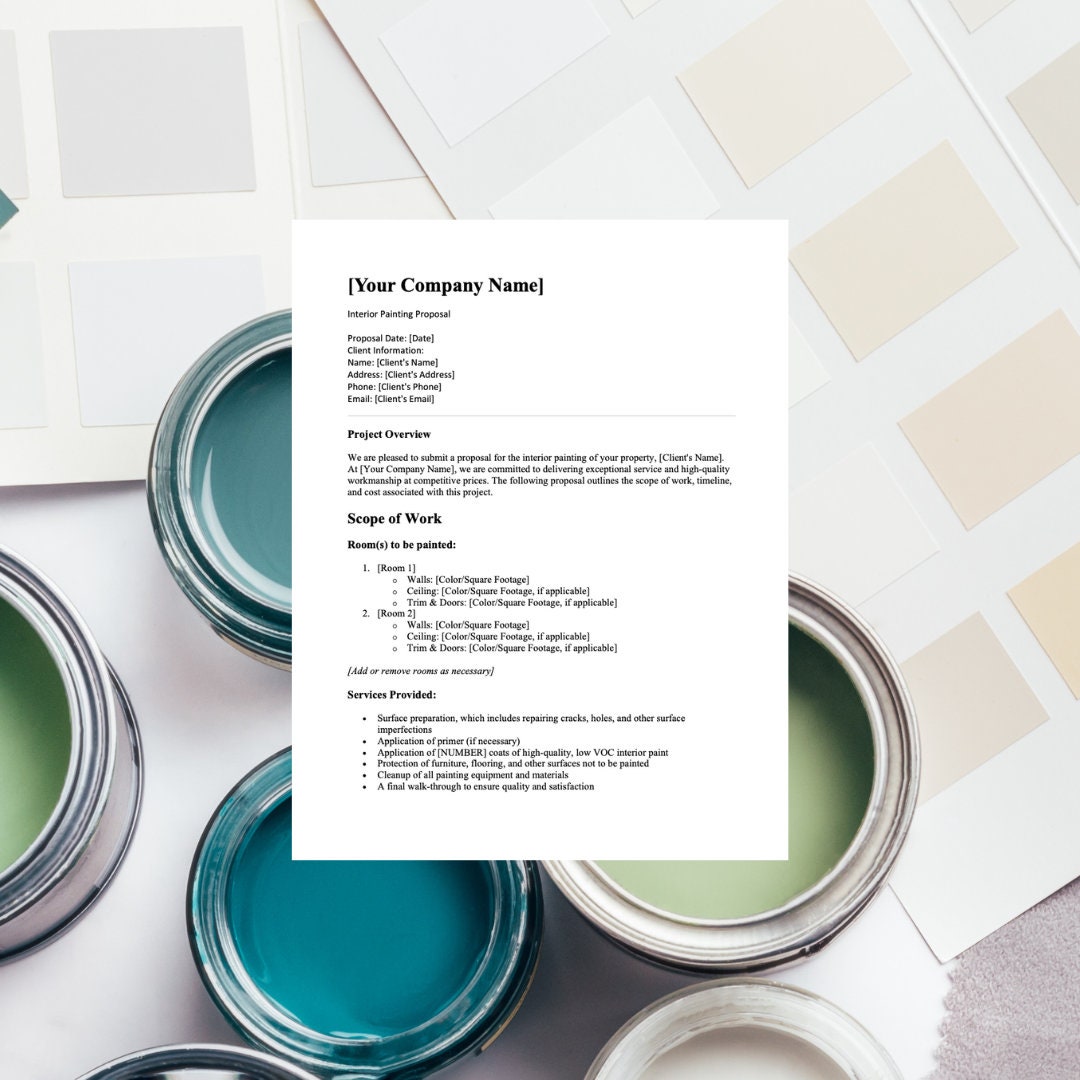 Interior Painting Quote Template Word, Word Template Doc, PDF Word