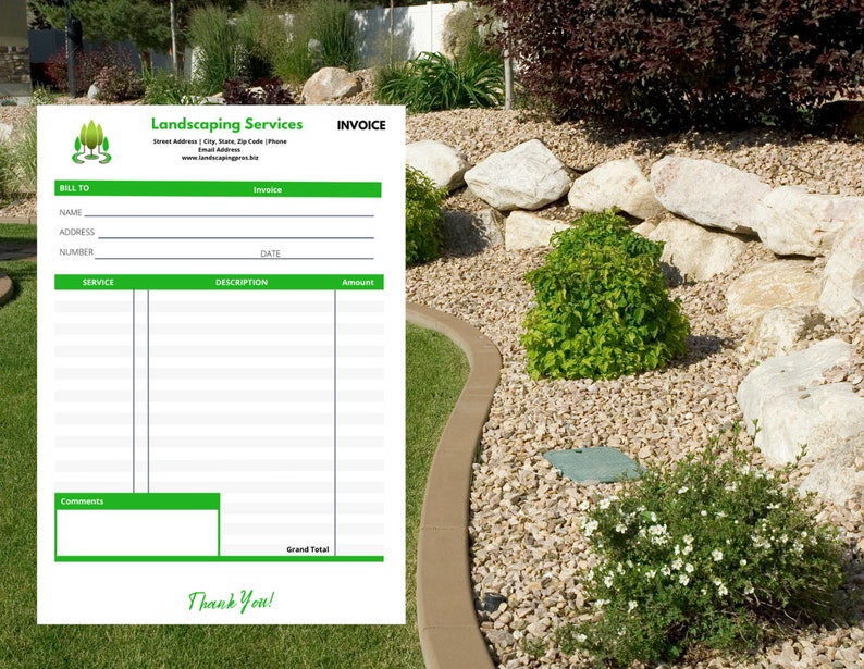 Lawn Care Invoice Template, Landscaping Invoice Template, Landscaping