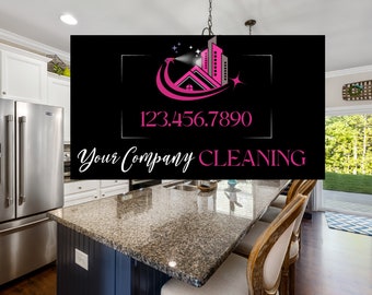 Cleaning Business Logo, Cleaning Business Card, Cleaning Services Logo, DIY Logo Design Template, Housekeeping Logo, Professional Cleaning