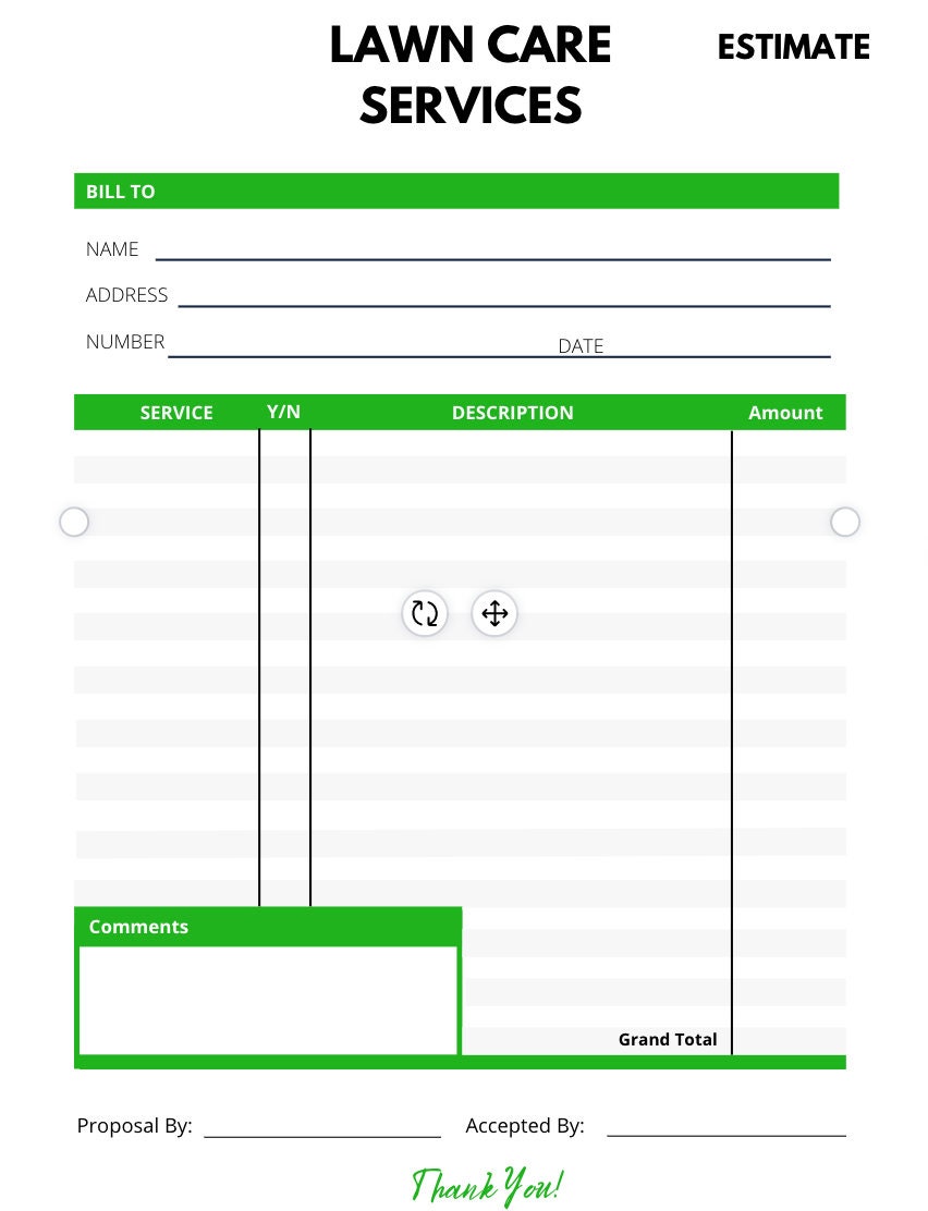 Lawn Care Invoice Template, Printable, Landscaping Invoice Template Lawn Care Invoice Template, Printable, Landscaping Invoice Template