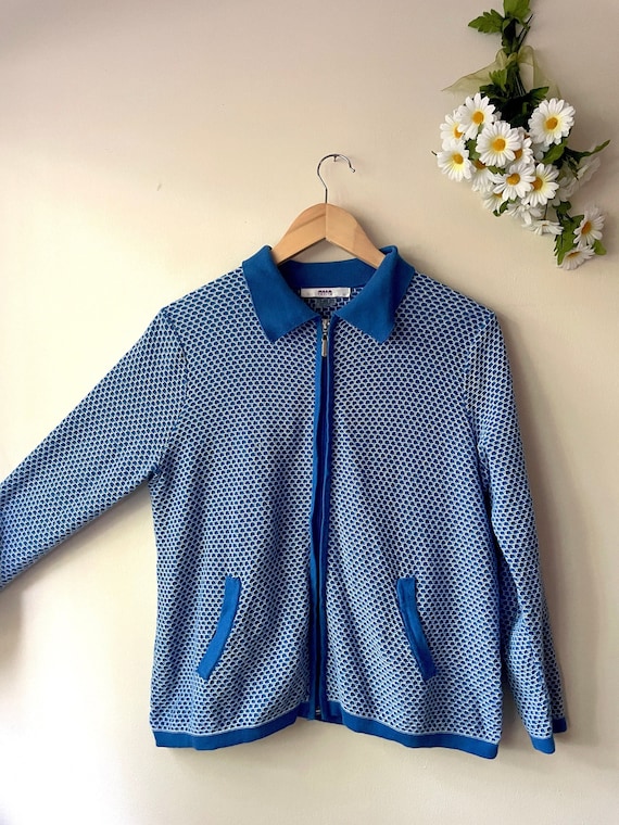 Vintage Alia Sweater | 1990s | Zipper Jacket | Blu