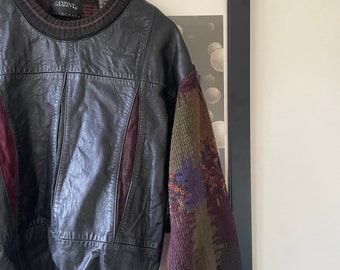 Vintage 80s Saxony Leather Sweater | 1980s | Rare Saxony