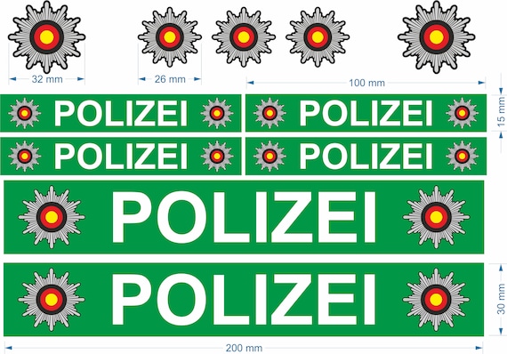 Hochwertige Aufkleber Sticker POLIZEI POLICE 11-teiliges Set
