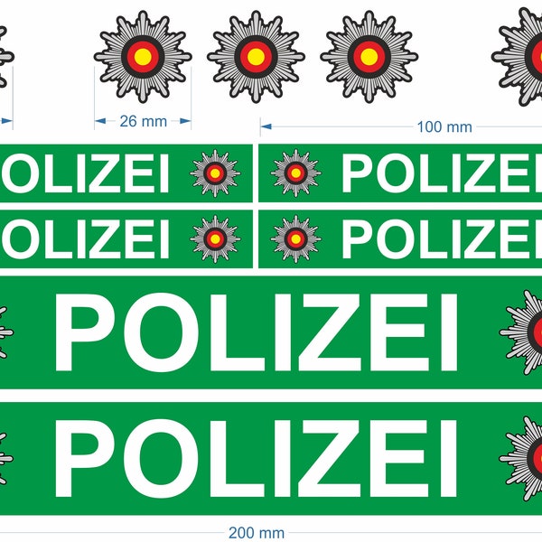 High-quality stickers POLIZEI POLICE 11-piece set accessories for Bobbycar bicycle impeller model bike boat Playmobil badge RC