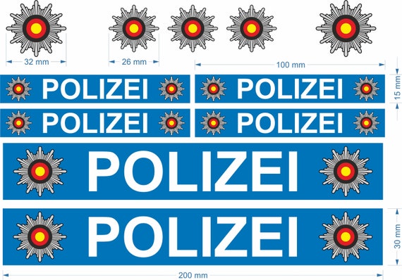 Hochwertige Aufkleber Sticker POLIZEI POLICE 11-teiliges Set Zubehör für  Bobbycar Fahrrad Laufrad Modellbau Bike Boot Playmobil Plakette RC -   Österreich