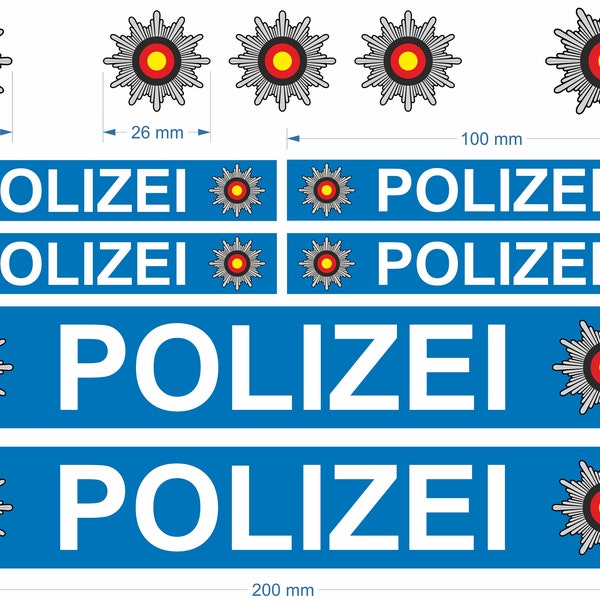 Hochwertige Aufkleber Sticker  POLIZEI POLICE 11-teiliges Set Zubehör für Bobbycar Fahrrad Laufrad Modellbau Bike Boot Playmobil Plakette RC