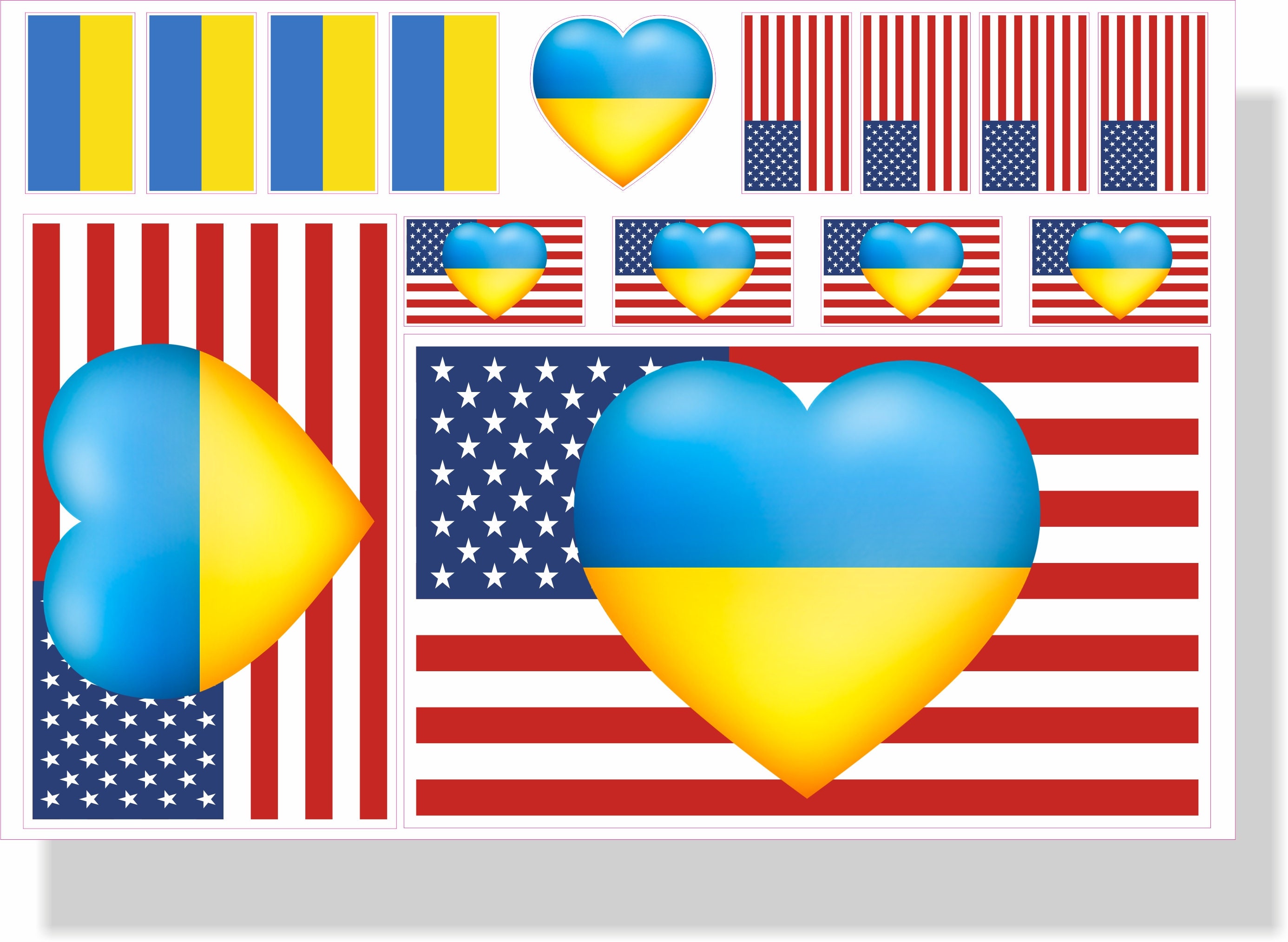 Gemeinsam für die Ukraine Falttasche mit Herzen-Muster - Rosa
