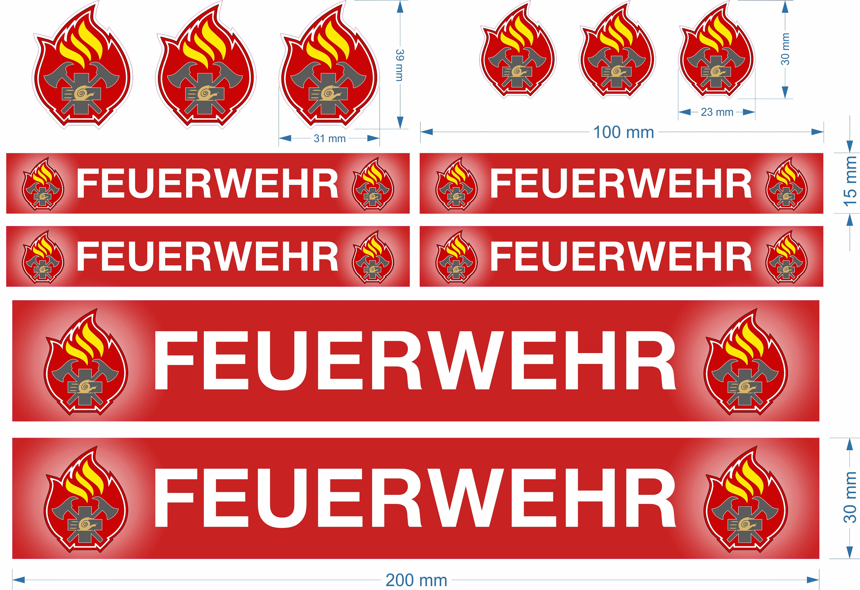 Hochwertige Aufkleber Sticker POLIZEI FEUERWEHR POLICE 12-teiliges