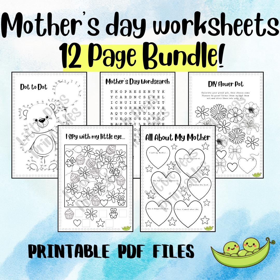 12 Mother's Day Printable Worksheets Bundle - Creative Activities to ...