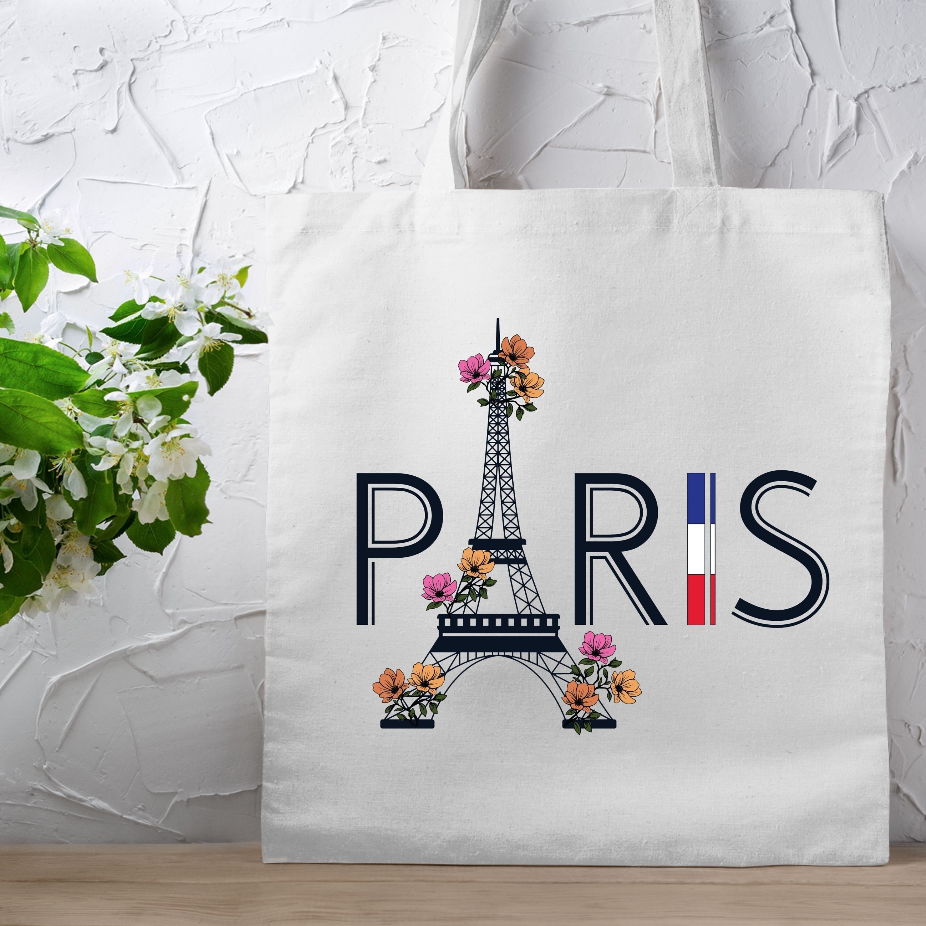 Paris Zipper Tote Bag Medium - Natural