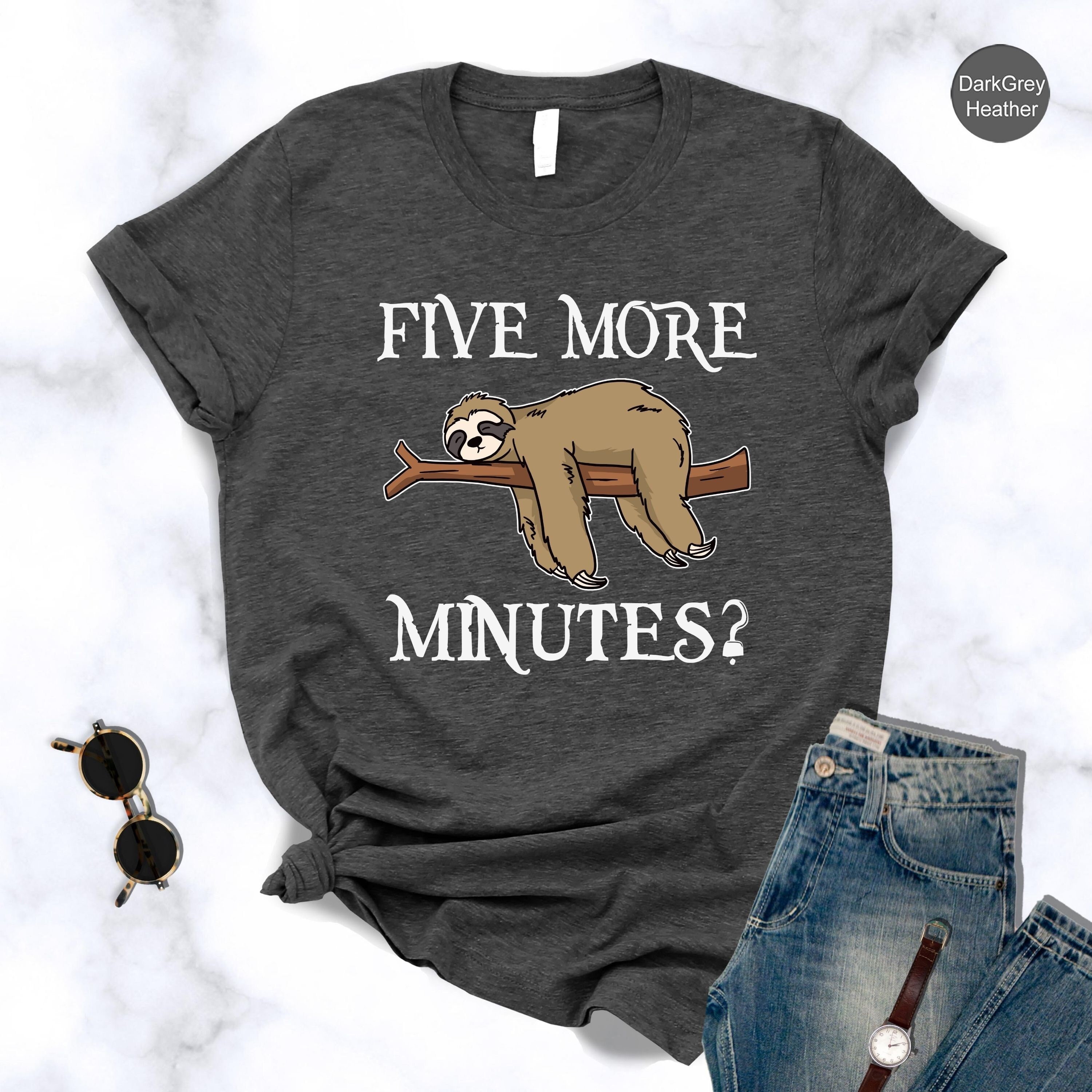 Discover Funny Sloth Shirt, Five More Minutes T Shirt, Cute Sloth Shirt, Sleep Shirt, Cute Animal Tee