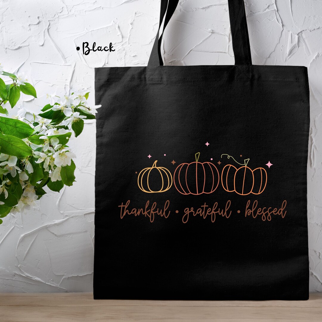 Thankful Tote Bag Fall Tote Bags Thanksgiving Gifts Retro Etsy